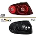 USR DEPO VW Golf 5 Tail Lights - Black/Smoke Rear Tail Lamps Set (Left + Right, Inner + Outer) Compatible with 2006-2009 Volkswagen Golf GTi Mk.5 Chassis (Smoked 4 Pieces)