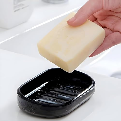 Image of Boniry Plastic 2 Pcs Super Powerful Soap Holder, Soap Case Stand Self Draining Soap Dish Holder, Box for Bathroom, Kitchen, Wash Basins Holder (Black Soap Dish)
