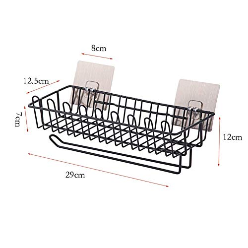 Image of TORMUND Kitchen Storage Rack Self Adhesive Wall Hanging Shelves for Bathroom and Kitchen with Towel and Tissue Rack Stand Spice Rack Knife Block Spoon Holder Oil Container Black