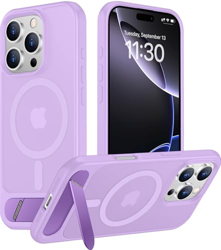 Image of Magnetic Compatible with iPhone 16 Pro Max Case, [Built-in Invisible Kickstand][Compatible with MagSafe][Military Grade Shockproof] Slim Translucent Matte Phone Case for iPhone 16 Pro Max 6.9 inch