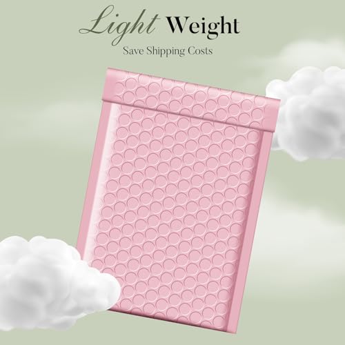 Image of METRONIC Bubble Mailers 4x8 200 Pack Light Pink Waterproof Padded Mailers | Usable Size 4x7 Self Seal Padded Envelopes for Small Business Packaging Bubble Envelopes for Jewelry, Shipping Supplies