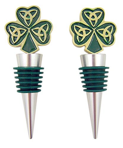 FASHIONCRAFT 1922 Shamrock/Trinity Love Knot, Irish Themed Bottle Stoppers, Shamrock Wedding Favors, 4.5" X 1.5" X 1", Gray, Pack of 2