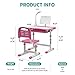 Mecor Kids Desks, Height Adjustable Children Desk and Chair Set,Childs School Student Sturdy Table w/Lamp, Pull Out Drawer Storage,Pencil Case,Bookstand Pink