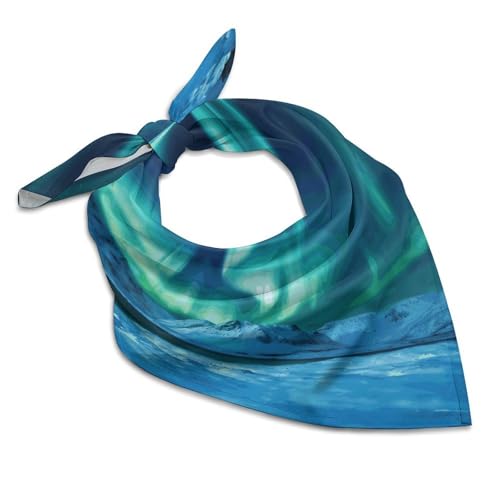 Northern Lights Head Scarf Like Silk Scarf Lightweight Fashion Satin Hair Bandanas for Women Boho Headscarf Hair Wrap Bandana Headband Handkerchief Silk Scarves for Bag Purse Neck 25 Inch