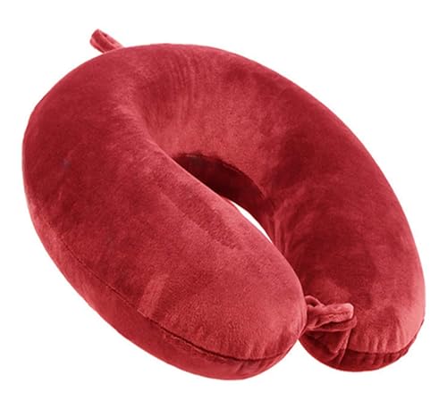Image of GDEOUP Travel Pillow 100% Pure Comfortable U Shape Memory Foam Pillows Neck and Head Support Portable Travel Neck Pillow Suitable for Planes Airplane for Traveling,Train,Self-Drivingng Car (Red)