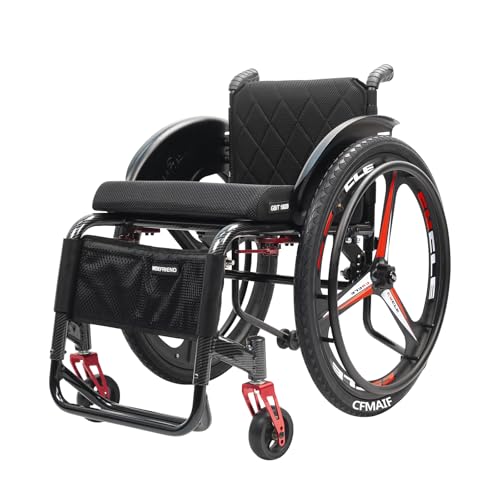 Sedia a Rotelle Sportiva Ultraleggera/carrozzina per disabili, sedia a rotelle pieghevole leggera/Carrozzina disabili ad autospinta/Freno Manuale, per disabili