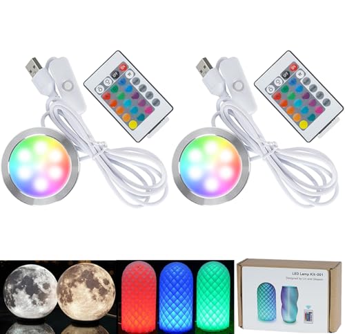 Fernbedienung RGB LED Lampe Kit 001 mit Stromausfall Farbeinstellungen speichern für Bambus Lab H2D/X1/P1P/A1 mini Mit Farbspeicherfunktion Multicolor Makerworld 3D-Drucks 5V USB angetrieben(2PCS)
