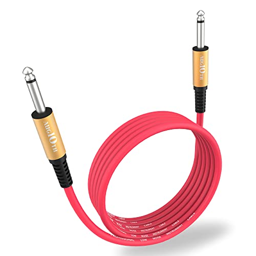 Augioth Guitar Cable 15 ft, Stage Electric Instrument Bass Cable AMP Cord 1/4 Straight to Straight Red