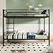 NestLude Metal Bunk Bed Twin Over Twin with Ladders & Guardrail, Industrial Beds Frame Heavy Duty 2 in 1, Space-Saving for Bedroom, Dormitory (Black)
