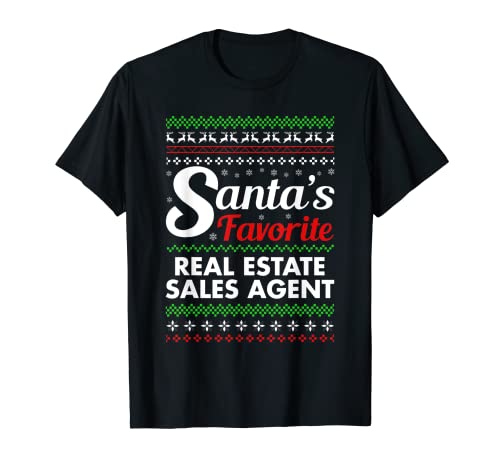 Santas Agente de bienes raíces favorito Pijama de Navidad Realtor Camiseta