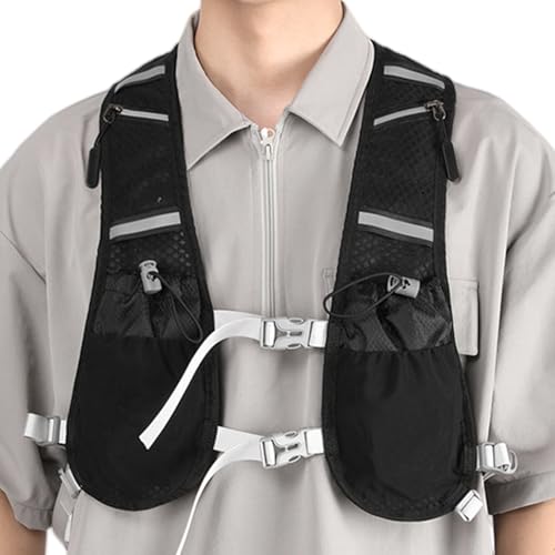 Chaleco de hidratación para correr, chaleco de hidratación ligero reflectante, chaleco de agua para correr, chaleco de hidratación reflectante para correr, mochila de agua con bolsillo suave para