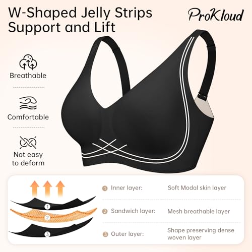 Image of ProKloud WirelessTriangle Bralettes for Women Plunge Unlined Unpadded Bras | No Underwire Comfortable Everyday Tshirt Bra,Hook and Eye Closure