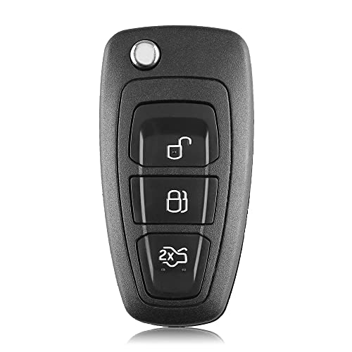 HooRLZ Ford Transit Key Fob Replacement For Ford Transit Custom Transit Connect Focus Mondeo Fiest Galaxy Kuga Mk4 Mk8 Remote Car Key Cover Case, Ford Focus Key Fob, 3 Button Custom Key Fob Case