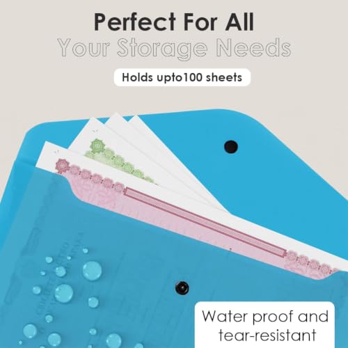 Image of Shuban A4 Plastic File Folder Document Organizer, Plastic File Holder with Snap Button, Waterproof Certificate Folder for Office, School, Home (Style-1-Plain Folder - 5 Pcs -Multi Color)