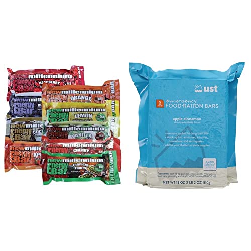 Image of Millennium Assorted Energy Bars (6 Count) & Ultimate Survival Technologies, Emergency Food Rations, LxWxD: 6 inch x 4.5 inch x 1.25 inch