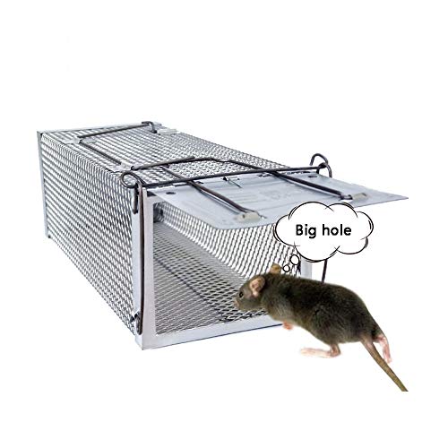 Preisvergleich Produktbild DEIQI Käfigmausefalle, große Mausefalle, Hakenfalle, hohe Empfindlichkeit, Keine Tötung, große Käfigtür, verzinkter Stahl, wiederverwendbar, für Nagetierprobleme, 5,1 * 4,3 * 11,7 Zoll