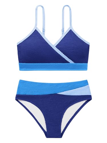 Image of Girl's 2 Piece Swimsuit Solid Spaghetti Strap Bikini Sets Beach Bathing Suit Swimwear for Teen Girls