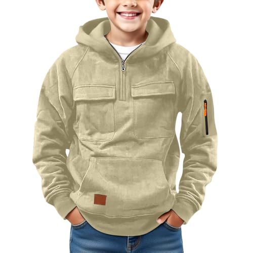 Sweatshirt pour Garçons Manches Longues Veste Tactique Hoodie Chaud Enfant