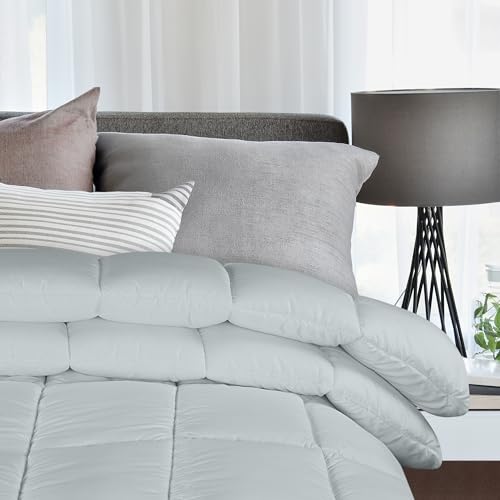 Image of Utopia Bedding Comforter Duvet Insert, Quilted Comforter with Corner Tabs, Box Stitched Down Alternative Comforters (Light Grey, Double)