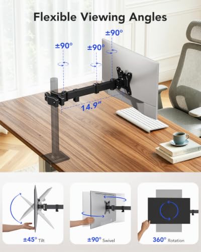 Image of HUANUO Pole Mount Monitor Arm for 13-32 inch Screens, Pole Not Included