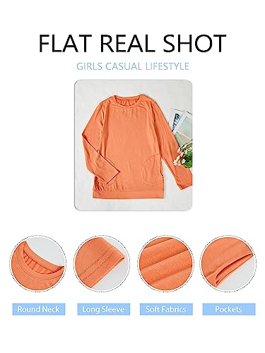 Image of Haloumoning Girls Casual Short Sleeve T Shirts Color Block Tee Blouse Kids Loose Tunic Tops with Pockets Size 4-15
