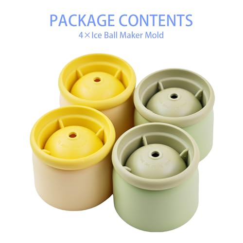 Molde para bolas de hielo redondas 4 unidades 2.4 pulg miniatura 4