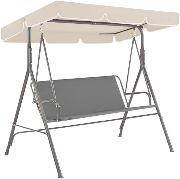 Toldo Balancin de Jardín 112x166 cm- Repuesto Impermeable con Protección UV - Techo Resistente para Exterior contra Lluvia y Sol - Instalación Fácil con Ajuste Seguro - Сolor Ecru