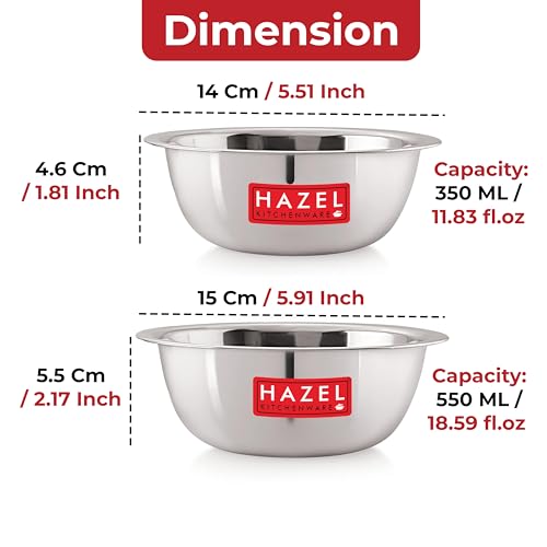 Set de dos tazones de acero inoxidable HAZEL 350 ml y 550 ml miniatura 3