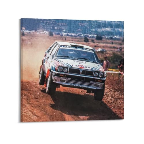 Poster Lancia Delta HF Integrale Rallye - Décoration murale toile chambre 60x60