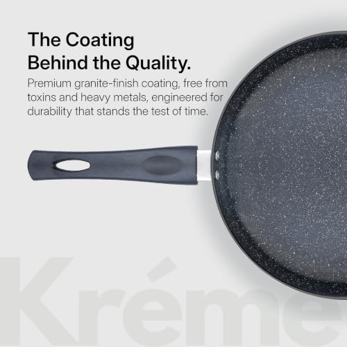 Image of Kreme Aura Granite Non Stick Cookware Set 10pcs | Aluminium Cookware Set | Fry Pan 20cm, 26cm, Sauce Pan 16cm, 18cm, Casserole Pot 20cm with 3 Glass Lid | Induction & Gas Compatible, Blue | Granite Cookware Set