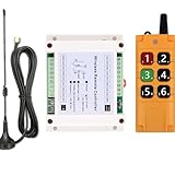 DC12V 24V 36V 6CH 433M RF Wireless Remote Control Switch Radio Receiver Module 10A Relay Industrial+3M Antenna（1 * 300m Transmitter）