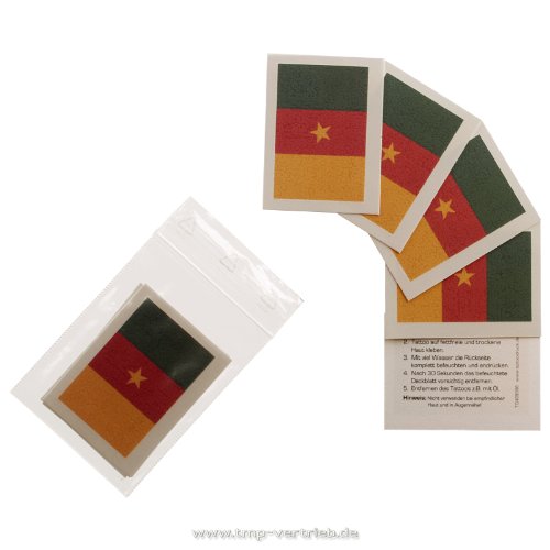5 x Cameroun Fan Tatouages - drapeau du Cameroun - tatouages temporaires (5)