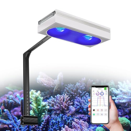 PopBloom RL180 LED Aquarium Light - Full Spectrum Lighting for Coral Growth, Wireless Control, High PAR Output, Energy Efficient - for Saltwater Reef Tank Aquariums