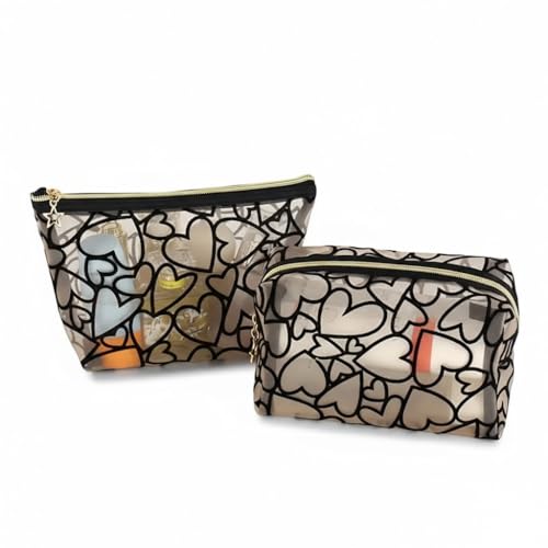 Set de 2 Estuche Neceser para Maquillaje y cosmeticos, Corazones