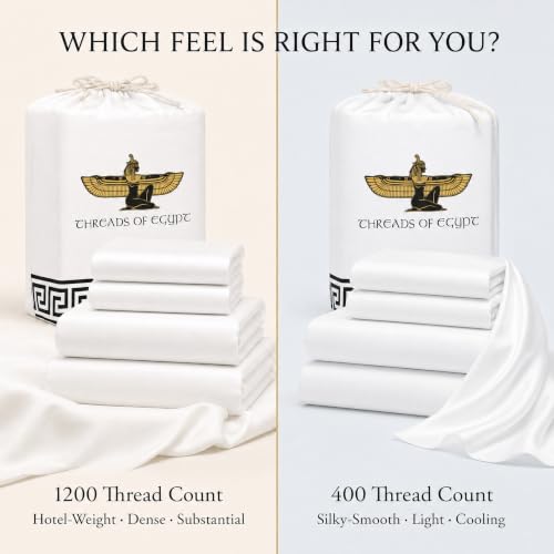 Image of 100% Egyptian Cotton Sheets California King Size | 1200 Thread Count | Heavyweight Hotel-Weight Weave | CEA Gold Seal Certified | 18 inch Deep Pocket | 4-Pc Sheet Set [Ivory]
