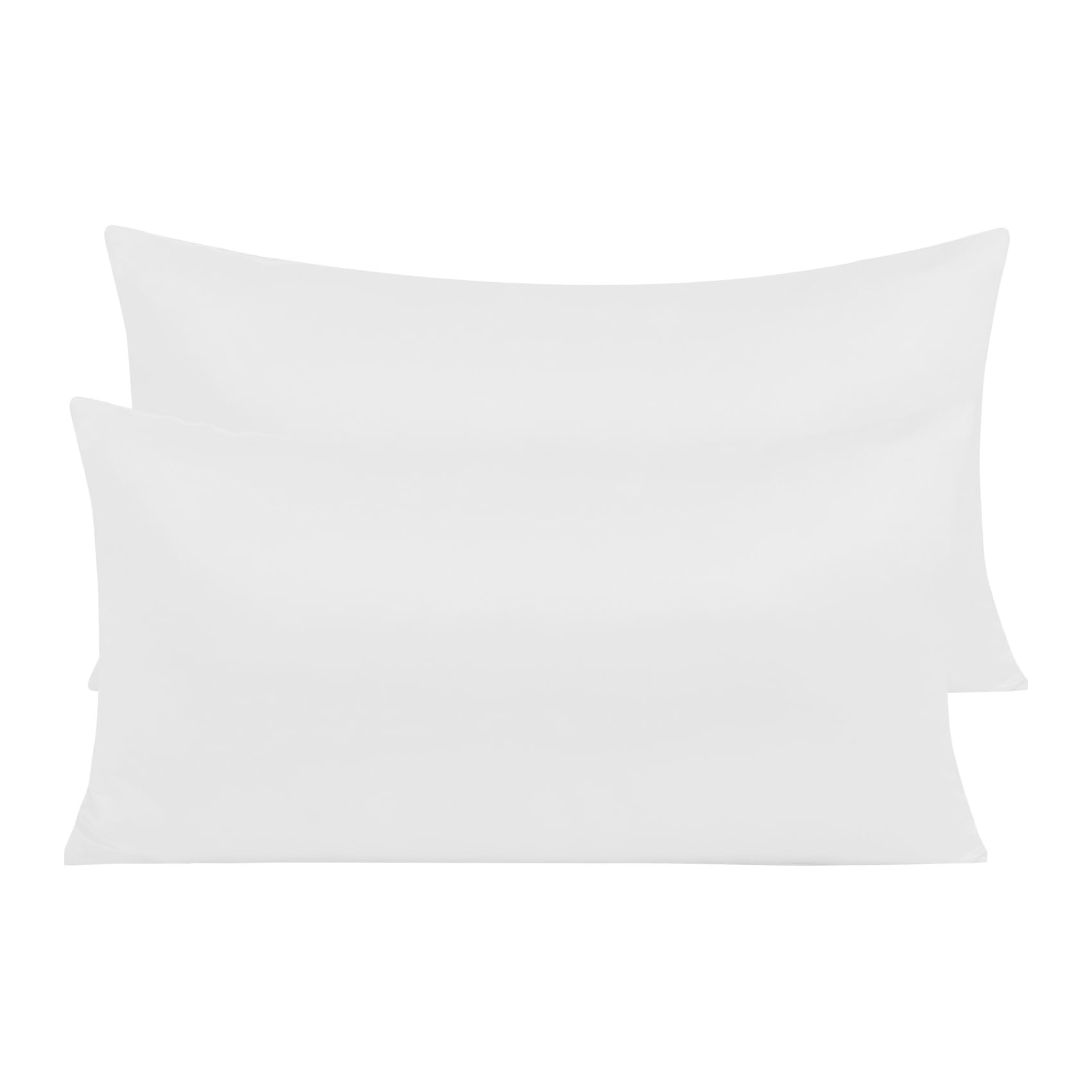 Pack of 2 Microfibre Pillow Covers with Zipper, Breathable, Soft Anti-Wrinkle (White, 45 x 90 cm)