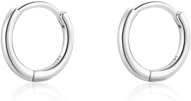 6mm 7mm 8mm 9mm 10mm 11mm 13mm 15mm Huggie Hoop Earrings 925 Sterling Silver 18k Gold Plated 1.3mm Thin Cartilage Hinged Tiny Mini – Medium Huggy Hoop Earrings