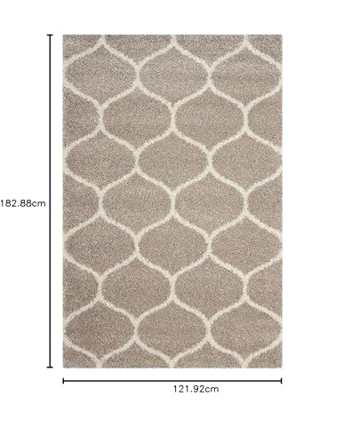 Image of Modern Plush Area Rectangular Rug For Bedroom Living Room Home Decor (4X6Feet, Beige|Ivory)