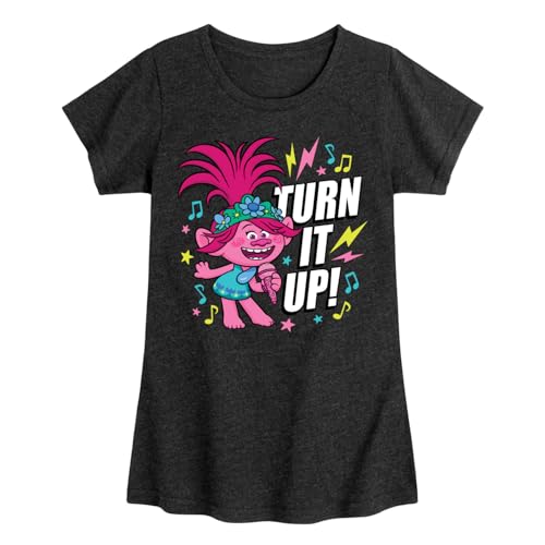 HYBRID APPAREL Trolls - Turn It Up Poppy - Toddler & Youth Girls Short Sleeve Graphic T-Shirt