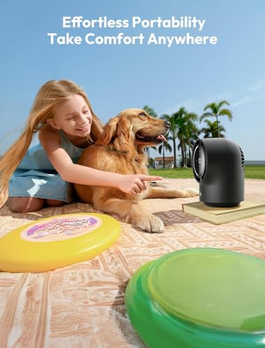 Image of Aecooly Touch Control Desk fan, 100 Speeds Quiet Digital Display Small Table Fan, 4000mAh Battery Powered Desktop Fan for Bedroom, Bedside, Office, Travel -Black