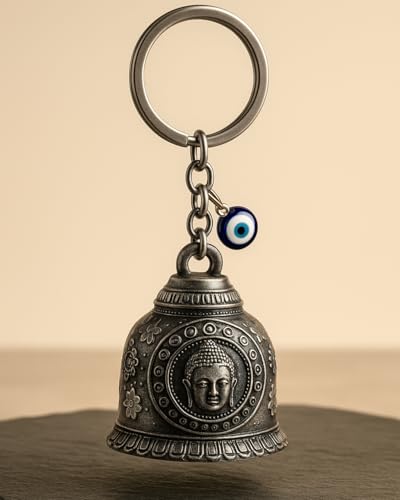 Image of Classic Quirk Evil Eye Hooked Guardian Bell Keychain - Protective Lucky Charm Bell with Clip Hook for Bike, Car, Key & Bag | Spiritual Good Luck Talisman Gift