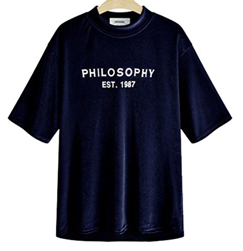 T-shirt imprimé YALI XXL bleu marine coupe ample pour le confort