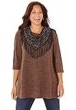 Catherines Women's Plus Size Impossibly Soft Tunic & Scarf Duet - 2X, Chocolate Ganache Brown (0911)
