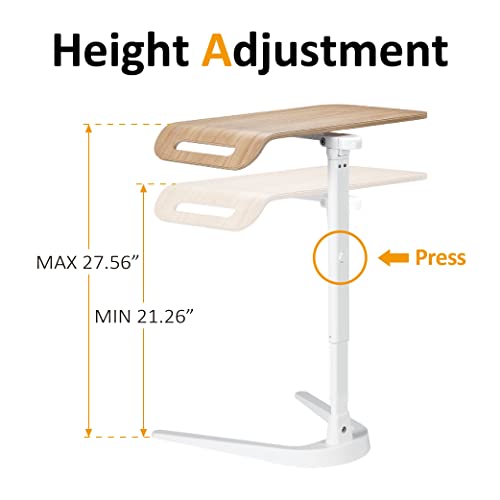 Modernsolid Height Adjustable Sofa Side End Table, Folding Laptop Desk Computer Table C-Shaped Overbed Table Snack Table For Couch, Coffee, Living Room, Bedroom, Small Space - White #TOP2