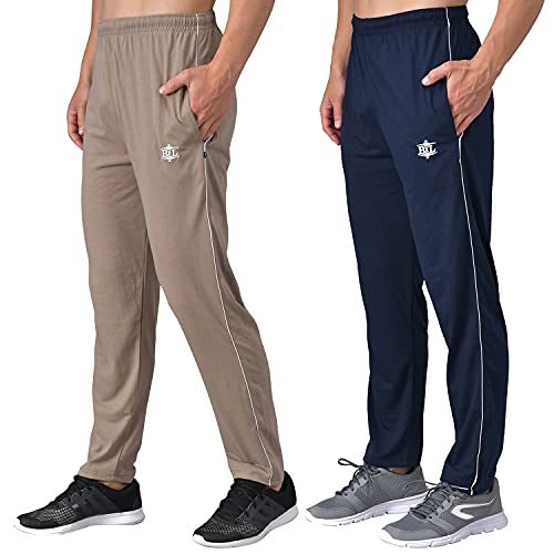 Image of eKools� Plain Trackpants for Men | Plain Trackpants | Basic Trackpants | Two Side Pockets with One Zip Pocket for Phone | 100% Cotton | Men's Trackpants (Pack of 2)