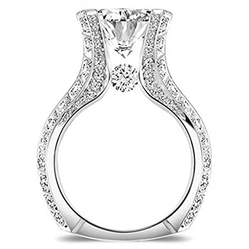 925 Sterling Silver Shiny Full Diamond Gemstone Ring Cubic Zirconia Rings 2.5 Carat CZ Diamond Multi Row Ring Eternity Engagement Wedding Band Ring for Women (US Code 9)2