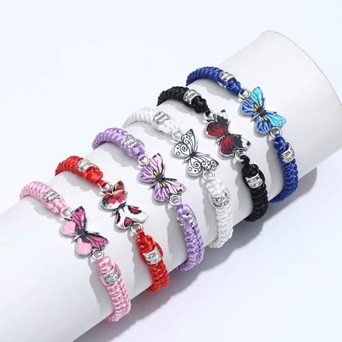 6 Pieces Always Believe in Yourself Butterfly Bracelet for Women Colorful Charm Adjustable Braided Rope Bracelets Friendship Jewelry for Friends Family Couple3