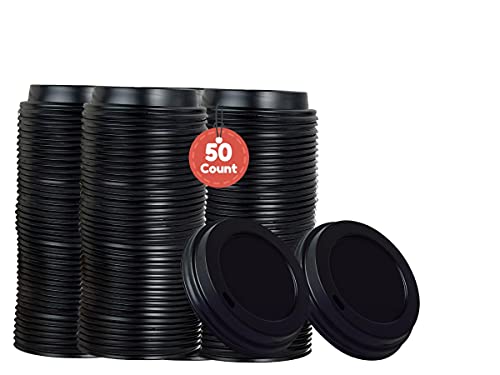Smygoods Kaffeetassendeckel, Kuppeldeckel für Pappbecher mit einem Fassungsvermögen von 250 ml, Schwarz, 50 Stück [keine Tassen im Lieferumfang enthalten] Cover