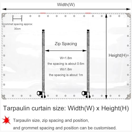 WZYJLyds Outdoor Clear Tarp Curtains, Transparent Gazebo Side Panels with PVC Tarpaulin and Zip, Pergola Porch Carport Waterproof Tarpaulin Side Panels, Customizable - Image 5