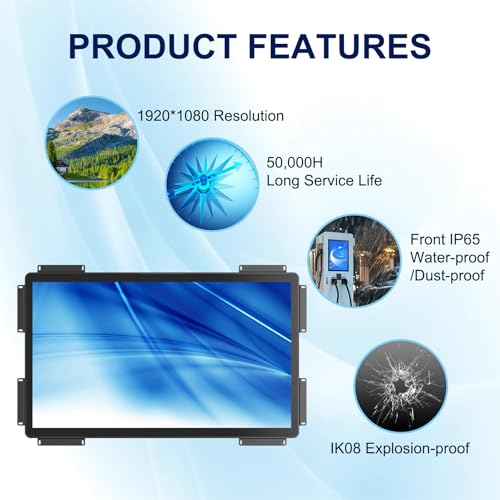 Image of FHD Industrial Touch Display, 32 Inch Open Frame Capacitive Touch Monitor, Commercial Touch Screen Display with HD-MI VGA Ports, Large Open Frame Design Touch Screen